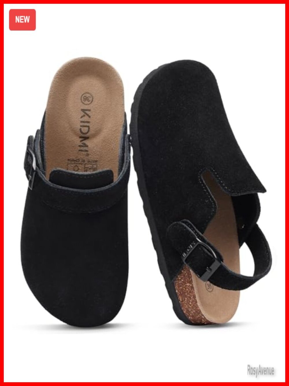 Genuine Suede Clogs with Back Strap Slip On Design